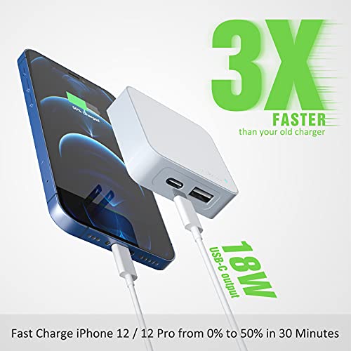 Nekmit USB C Charger, Thin Flat 30W Dual Port Fast Wall Charger with 18W Power Delivery PD 3.0 and 12W USB Port for iPhone 14/14 Pro/14 Pro Max, Galaxy, Pixel, iPad Pro, AirPods Pro and More