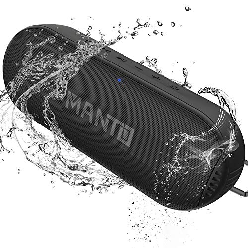 MANTO Portable Bluetooth Speaker, Durable HD Stereo & Bass Wireless Speakers [20 Hours Playtime] [Micro SD Card Slot] [Built-in Mic for Hands-Free Call] [IPX6 Waterproof] Shower Travel Speaker