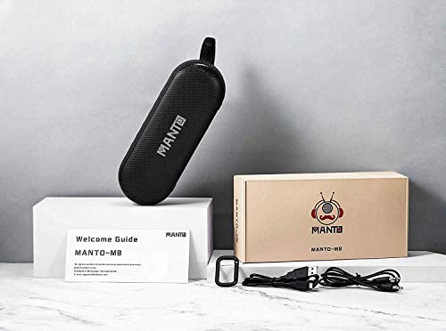 MANTO Portable Bluetooth Speaker, Durable HD Stereo & Bass Wireless Speakers [20 Hours Playtime] [Micro SD Card Slot] [Built-in Mic for Hands-Free Call] [IPX6 Waterproof] Shower Travel Speaker