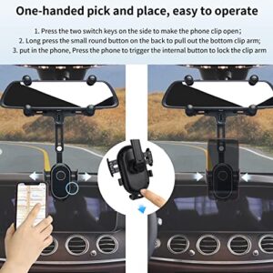 Modiciistra Universal Phone Holder Car, Upgraded Strong Rear View Mirror Phone Holder, Phone Mount for Car Compatible with iPhone, Samsung, and Other 4-7inch Smartphones