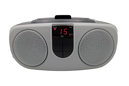 Sylvania SRCD243 Portable CD Player with AM/FM Radio, Boombox (Silver)