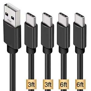 usb c cable, 4 pack (3ftx2+6ftx2) type c charger cord premium usb cable, usb a to charging usb c for samsung galaxy s8 s9 s10 / note 10 / google pixel 3a 2 xl,lg,sony xperia xz,oneplus etc