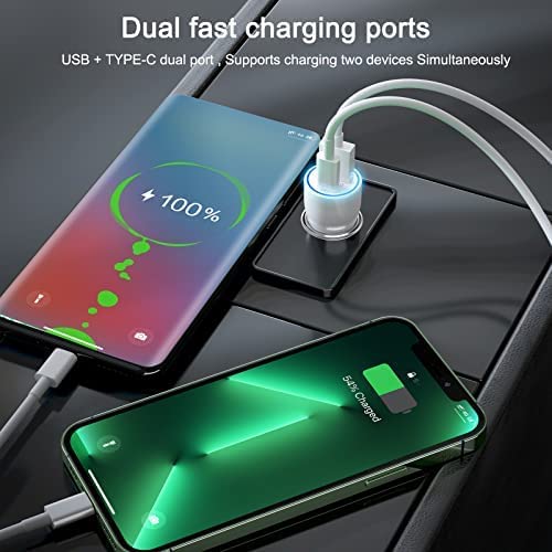 iPhone Fast Charger Car Charger Type C Kit, 20W PD USB C Wall Charger Plug + 38W USB C Car Charger + 2 X 3.3 FT Lighting Cables for iPhone 12/13/14/11/X/8, Pad