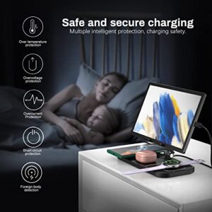 Wireless Charger for Samsung Charging Station with Tablet Stand Holder Compatible with Galaxy S23 S22 Ultra/S21/S20, Foldable 4 in 1 Charging Dock for Galaxy Watch 5 Pro Charger/4/Active 2/Buds 2 Pro