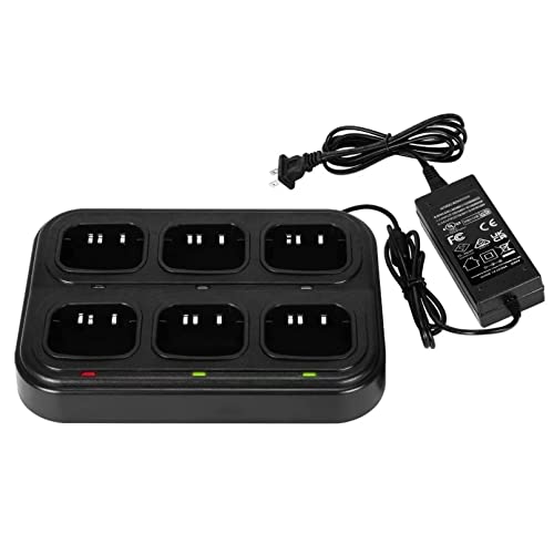 SAMCOM Six Way Charger Multi Unit Rapid Gang Charger Station with Removable AC Adapter Compatible with FPCN30A Walkie Talkie and Battery (1 Pack)