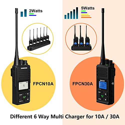 SAMCOM Six Way Charger Multi Unit Rapid Gang Charger Station with Removable AC Adapter Compatible with FPCN30A Walkie Talkie and Battery (1 Pack)