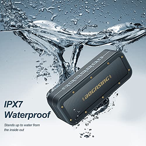 Bluetooth Speaker, BOGASING M4 Speaker with 40W Stereo HD Surround Sound, Deeper Bass, 24H Playtime, IPX7 Waterproof, Bluetooth 5.0 TWS Wireless Dual Pairing Portable Speaker for Home, Outdoor (Black)