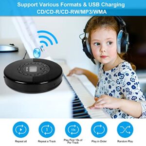 CD Player Portable with Bluetooth Rechargeable CD Player with Headphones Personal Walkman CD Player for Car,Travel,Home,Personal CD Player Built-in Speaker Stereo Compant CD Player