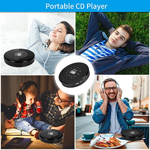 CD Player Portable with Bluetooth Rechargeable CD Player with Headphones Personal Walkman CD Player for Car,Travel,Home,Personal CD Player Built-in Speaker Stereo Compant CD Player