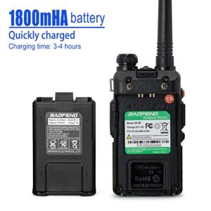 BaoFeng UV-5R Handheld Ham Radio with Extra 1800mAh Battery and Greaval GV-771 High Gain Antenna, Dual Band Two Way Radio Includes Full Kit (Black)