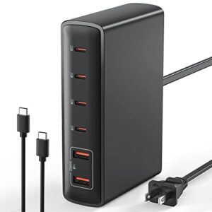 geekera usb c charger, 96w 6-port fast usb charging station with 4 usb-c + 2 usb-a, portable multiport usb c wall charger for iphone 14 13 12 11 pro max mini, ipad pro, galaxy, pixel, switch, and more
