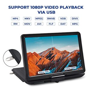 NAVISKAUTO 17.9" Portable DVD Player with 15.6'' Large Screen Free Carry Bag Rechargeable Battery Support HDMI Input, 1080P Video, MP4, Sync Screen, Last Memory, AV in & Out, Region Free, USB