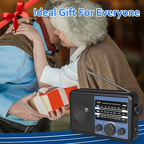 Portable AM FM SW Radio: Battery Operated Radio by 4 D Cell Batteries Or AC Power Shortwave Radio with Excellent Reception,Big Speaker, Standard Earphone Jack, High/Low Tone Mode, Large Knob