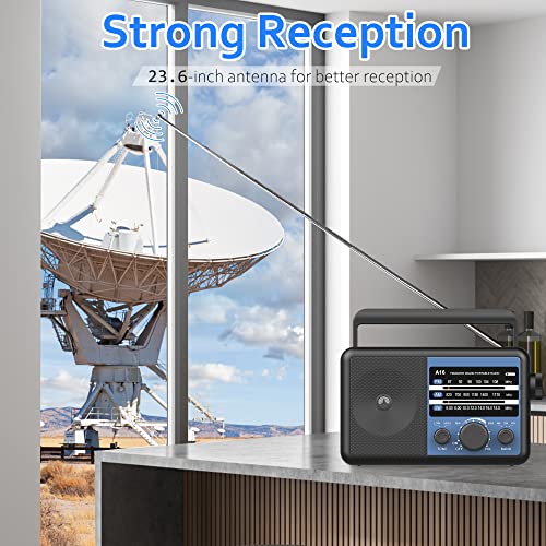 Portable AM FM SW Radio: Battery Operated Radio by 4 D Cell Batteries Or AC Power Shortwave Radio with Excellent Reception,Big Speaker, Standard Earphone Jack, High/Low Tone Mode, Large Knob