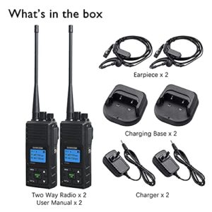 Long Range Radio Walkie Talkies for Adults, SAMCOM FPCN30A Two Way Radio Rechargeable, 5 Watt High Power 2-Way Radio, Programmable UHF Radios with Earpiece (Black 2 Pcs)