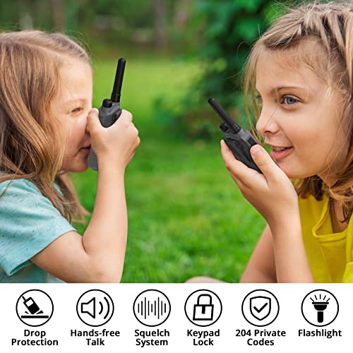 Radioddity FS-T3 Walkie Talkies for Adults Kids Long Range 4 Pack Rechargeable Walky Talky FRS Two Way Radio, 22 Channels License Free USB Charging with Flashlight Earpiece for Camping Hiking