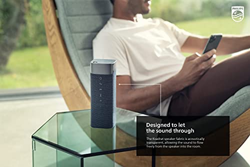 PHILIPS S7505 Wireless Bluetooth Speaker with Built-in Power-Bank, Large Bold Sound, Up to 20 Hours Playtime, IPX7 Waterproof, Shower Ready, Large Size, Gray