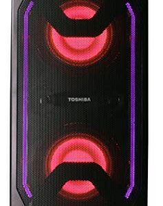 Toshiba TY-ASC65 Wireless Speaker System w/FM Stereo Radio | 60 Watt Stereo Outdoor Bluetooth Speaker | Party Speakers w/Rechargeable Batteries | 3.5mm Stereo Earphone Jack | 1 USB Input