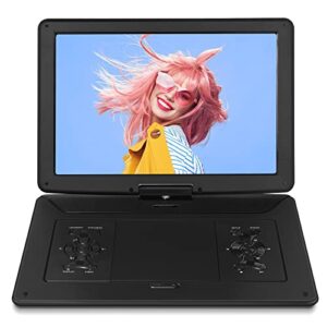 𝒀𝑶𝑶𝑯𝑶𝑶 17.9″ portable dvd players with large screen, 15.6″ swivel screen, 6 hrs battery dvd player portable with car charger and dc adapter, support usb/sd card/sync tv, region free, black