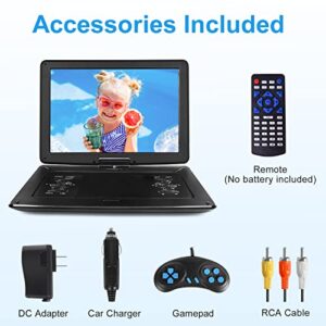 𝒀𝑶𝑶𝑯𝑶𝑶 17.9" Portable DVD Players with Large Screen, 15.6" Swivel Screen, 6 Hrs Battery DVD Player Portable with Car Charger and DC Adapter, Support USB/SD Card/Sync TV, Region Free, Black