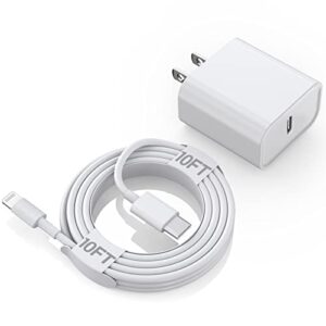 iphone charger, 10ft extra long fast iphone charger【apple mfi certified】20w super quick apple charger usb c wall charger block and 10foot lightning cable cord for iphone 14/13/12/11/x/se/8/7/6 series