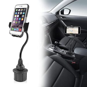 macally car cup holder phone mount – 8” long flexible gooseneck cell phone holder car cup holder with 360° adjustable holder – universal cup phone holder fits with/without case up to 4.1” wide