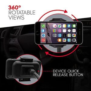Macally Car Cup Holder Phone Mount - 8” Long Flexible Gooseneck Cell Phone Holder Car Cup Holder with 360° Adjustable Holder - Universal Cup Phone Holder Fits with/without Case up to 4.1” Wide