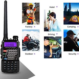 BAOFENG UV-5R+ Plus Two Way Radio, Long Range for Adults Rechargeable with Earpiece, Walkie Talkie for Outdoors, 144-148 420-450MHz, Qualette Series, Black