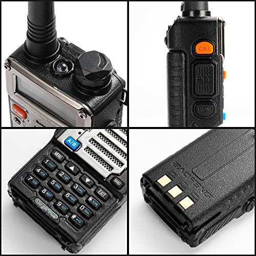 BAOFENG UV-5R+ Plus Two Way Radio, Long Range for Adults Rechargeable with Earpiece, Walkie Talkie for Outdoors, 144-148 420-450MHz, Qualette Series, Black