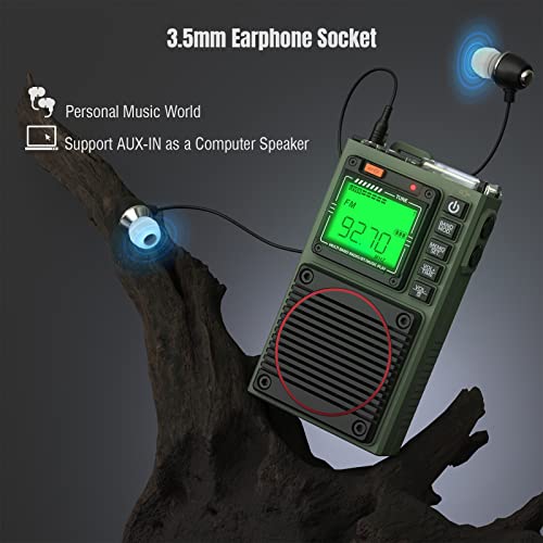 Raddy RF75A APP Control Shortwave Radio, Portable AM/FM/VHF/SW/WB Receiver with Bluetooth, Pocket Radio Rechargeable w/ 9.85 Ft Wire Antenna