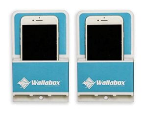 wallabox® (caribbean blue, 2 pack – universal cell phone holders, wall mount – fits all iphone & android phones. great for bedroom, bathroom, office, car, charging station