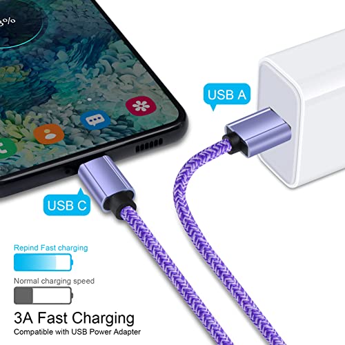 Android Charger Cable Type C Charger Cable Fast Charging 6FT Long USB C Cable Phone Cord for Samsung Galaxy S23 S22 Ultra Plus S21 FE S20 S10 A10e A03s A12 A13 5G A32 A52 A53,LG Stylo 6 5 4,Moto