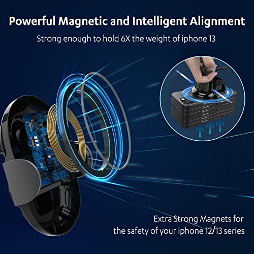 Magnetic Wireless Car Charger, Compatible Magnetic car Mount Charger, Air Vent Phone Holder for iPhone 14/13/13 Pro/13 Pro Max/13 Mini/12/12 Pro/12 Pro Max/12 Mini (Black)