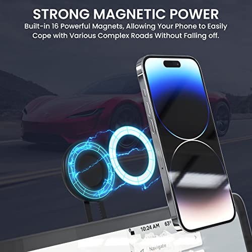 Car Phone Holder for Tesla Model 3/X/Y/S, HAMOPY Invisible Magnetic Phone Mount for Car, 360° Rotatable MagSafe Car Mount for All Phone, Foldable Holder for MagSafe Design, Tesla Model 3/Y Accessories