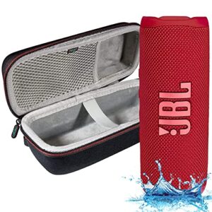 jbl-flip 6 – waterproof portable bluetooth speaker, powerful sound and deep bass, ipx7 waterproof, 12 hours of playtime with megen hardshell case – red
