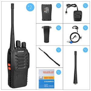 pxton PX-8S-01 walkie talkies for Adults with Upgraded Headset,Handheld Portable Two Way radios Long Range Include Rechargeable walkie Talkie Li-ion Battery and USB Charger（2 Pack）