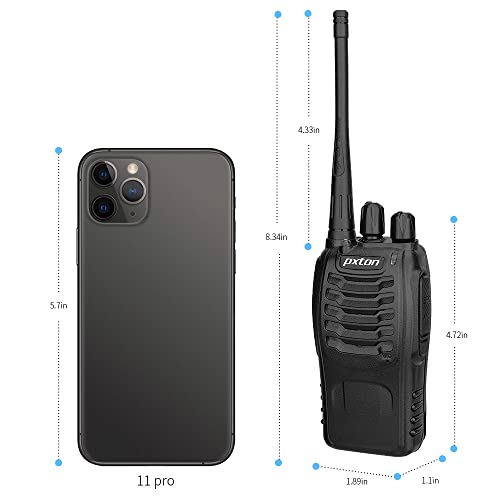 pxton PX-8S-01 walkie talkies for Adults with Upgraded Headset,Handheld Portable Two Way radios Long Range Include Rechargeable walkie Talkie Li-ion Battery and USB Charger（2 Pack）