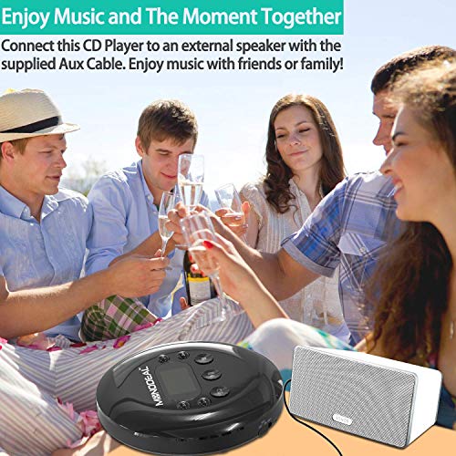Portable CD Player, MONODEAL Rechargeable Personal Compact Disc CD Player with Headphones, Anti-Skip Small Walkman Music CD Player for Cars Adults Kids Students (with Larger LCD Display)