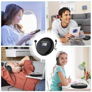 Portable CD Player, MONODEAL Rechargeable Personal Compact Disc CD Player with Headphones, Anti-Skip Small Walkman Music CD Player for Cars Adults Kids Students (with Larger LCD Display)