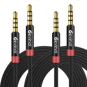 devinal 3.5mm trrs cable, 1/8″ inch 4 pole auxiliary cord, aux mini-jack stereo nylon braided male to male cable 6.6 ft/ 2m (2 pack)