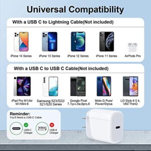 20W USB C Fast Charger Type C Charging Block for Google Pixel 7 7pro 6 6pro 6a, iPhone 14 Plus/Pro/Pro Max 13 12 11 SE, Galaxy S23 S22 S21 FE Ultra A14, Wall Plug Charger Box Brick Cube Power Adapter