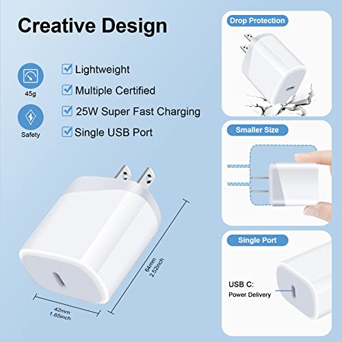 20W USB C Fast Charger Type C Charging Block for Google Pixel 7 7pro 6 6pro 6a, iPhone 14 Plus/Pro/Pro Max 13 12 11 SE, Galaxy S23 S22 S21 FE Ultra A14, Wall Plug Charger Box Brick Cube Power Adapter