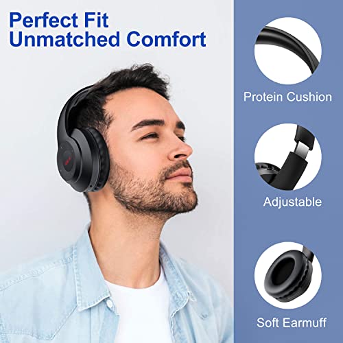 X5 Rechargeable & Portable FM Radio Headphones with Best Reception,LED Display,Soft Ear Muffs, FM Headset Radio Receiver for Meeting, Works, Hiking, Jogging (Black)