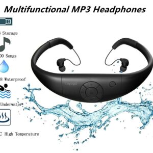 Waterproof Mp3 Player for Swimming, Tayogo IPX8 8GB Underwater Music Headsets for Sports(4 Pairs Earplugs)-Black