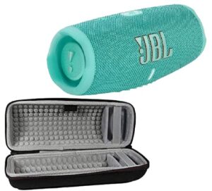 jbl charge 5 – portable bluetooth speaker with exclusives hardshell travel case, ip67 waterproof and usb charge out (teal)