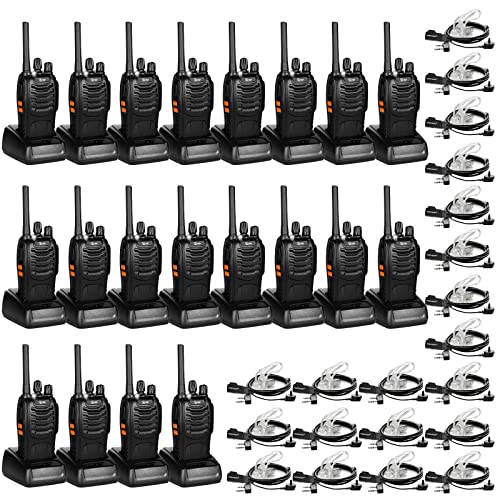 TIDRADIO TD-V2 Walkie Talkies for Adults with Earpiece 2 Way Radios Walkie Talkies Long Range Hand Free with Flashilght Two Way Radio Rechargeable for Business or Family (20 Pack)