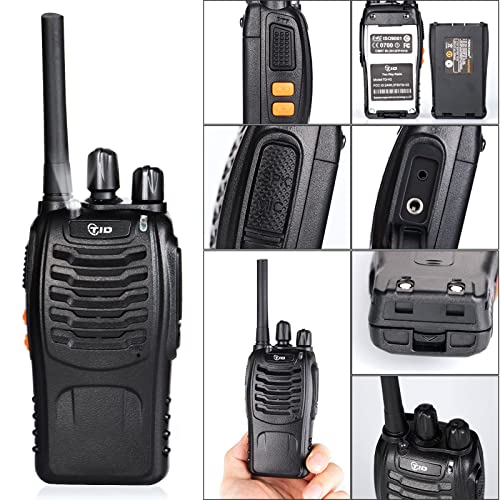 TIDRADIO TD-V2 Walkie Talkies for Adults with Earpiece 2 Way Radios Walkie Talkies Long Range Hand Free with Flashilght Two Way Radio Rechargeable for Business or Family (20 Pack)