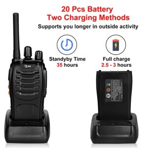 TIDRADIO TD-V2 Walkie Talkies for Adults with Earpiece 2 Way Radios Walkie Talkies Long Range Hand Free with Flashilght Two Way Radio Rechargeable for Business or Family (20 Pack)