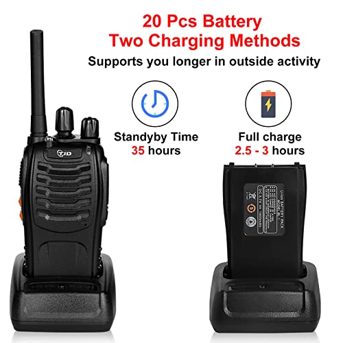 TIDRADIO TD-V2 Walkie Talkies for Adults with Earpiece 2 Way Radios Walkie Talkies Long Range Hand Free with Flashilght Two Way Radio Rechargeable for Business or Family (20 Pack)