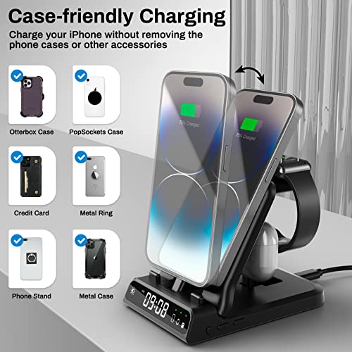 SwanScout Fast Charging Station for Apple Devices, 25W 3 in 1 Charging Station Compatible with Apple Watch Series 8/7/6/5/4, for iPhone 14/13/12/11 Series/XS/SE/8/7/6 & Air pods Pro 2/Pro/3/2